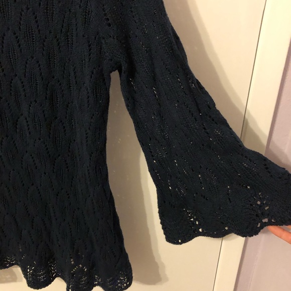 Navy Blue Bell Sleeve Sweater - Picture 2 of 3